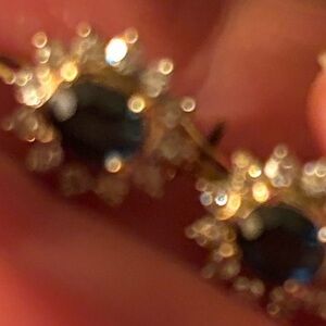 Elegant Blue Sapphire and 14kt Gold Floral Earrings